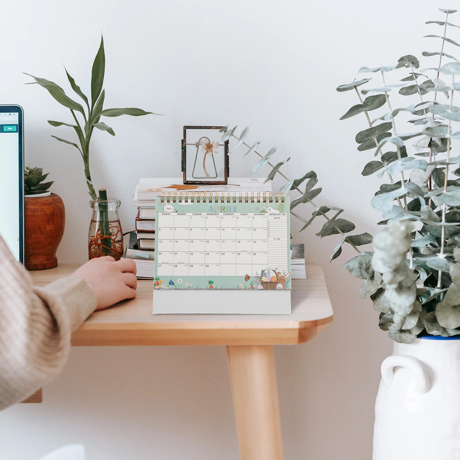 

Desk Calendar 2025 Paper Flip Calendar Sturdy Metal Coil Binding Easy Page Flipping Teacher Office Home Decor Aesthetic