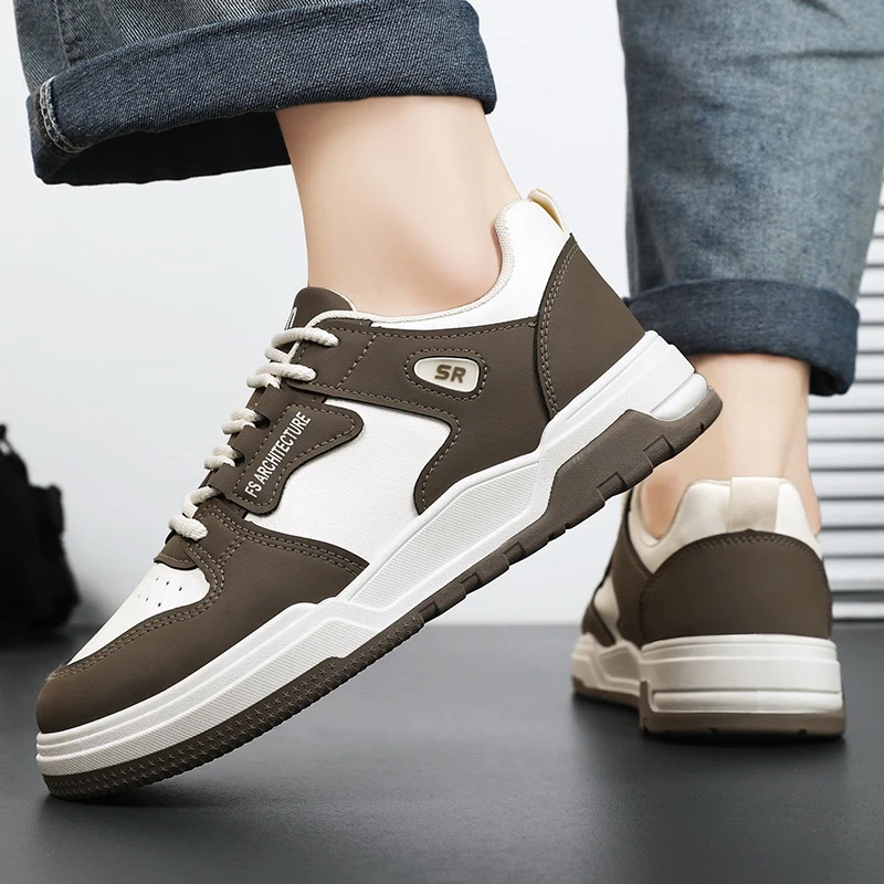 

Осенняя мужская обувь — новый стиль дышащей обуви, модные и многофункциональные белые кроссовки на толстой подошве, повседневные лоферы.