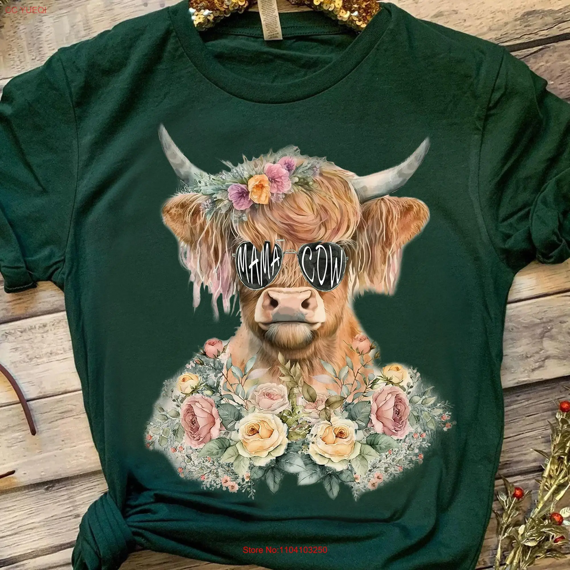 Cute Highland Mama Cow Floral T shirt Calf Farm 1st SweaT Mother's Day Perfect Quotes Animals Cool Mom Clubs