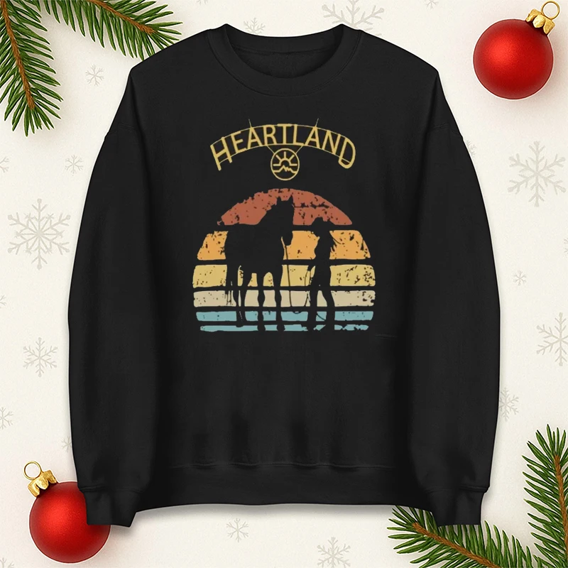 

Толстовка в стиле ретро, винтажный пуловер с капюшоном на закате, свитер в стиле вестерн, ковбойский свитер для девочек, винтажная толстовка с кодом, Рождественская толстовка с капюшоном в стиле лошади