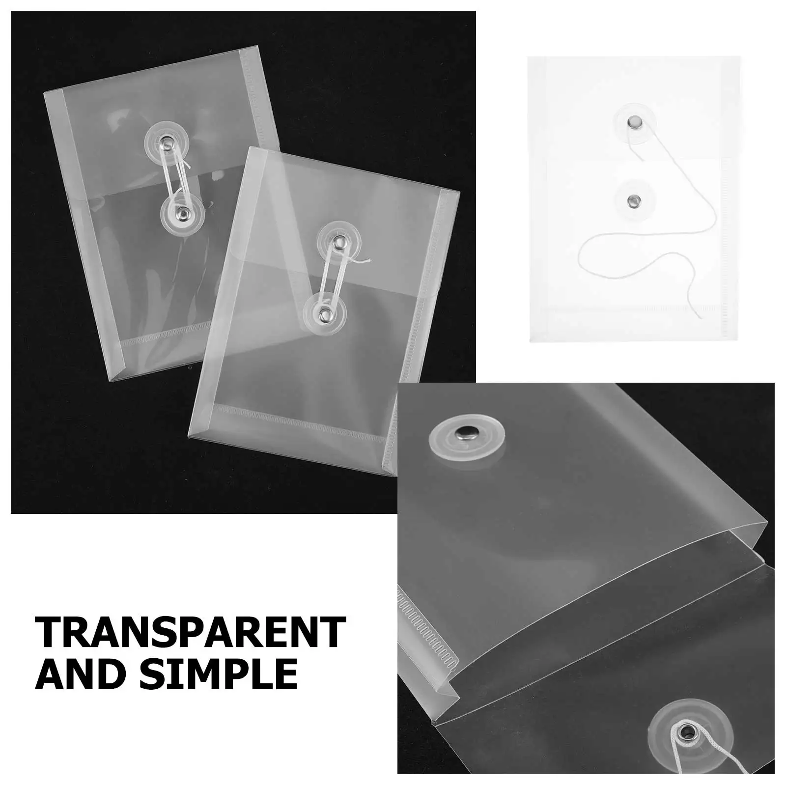 

5pcs File Storage Bag Transparent Pockets Clear PP Material Envelopes Document Holders Folder Office SuppliesReusable Storage