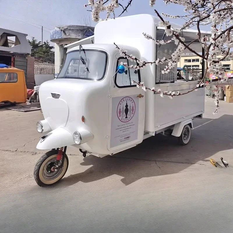 Three-wheeled food truck, snack mobile stall commercial multi-function food, barbecue, retro tricycle