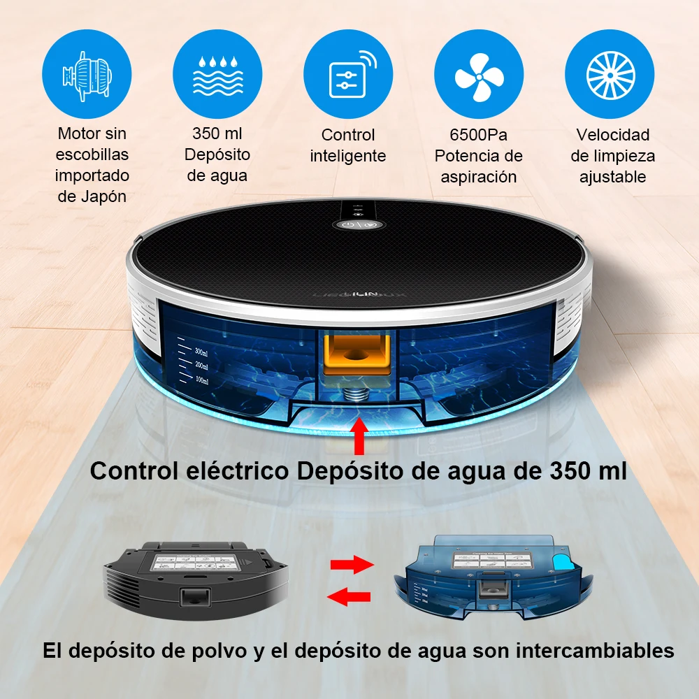 (Código:AEGG66) Robô aspirador de pó LILIN C30B,rota de mapa AI,partição superinteligente,com memória,controle de app WiFi, sucção forte