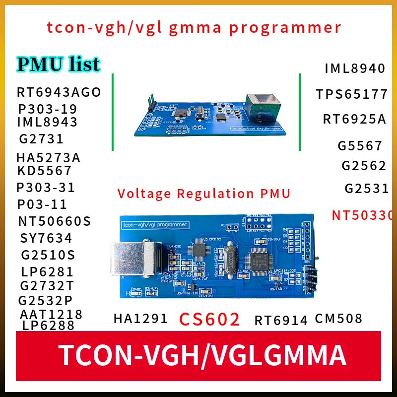 Tcon vgh vgl gmma voltage regulation programmer