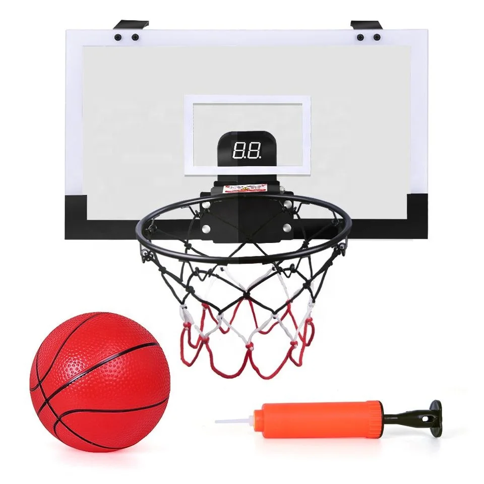 

2025 Automatic LED Scoring Mini Basketball Hoop for Kids Indoor Play with Ball Air Pump Door Hanging New Design Made of Plastic