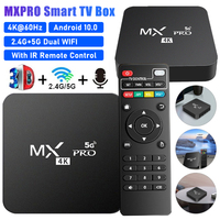 MXPRO Android 10.0 TV Box 4K@60Hz HD Video Media Player 2.4G+5G Dual WIFI 1GB+8GB Set-top Box Support TF With IR Remote Control