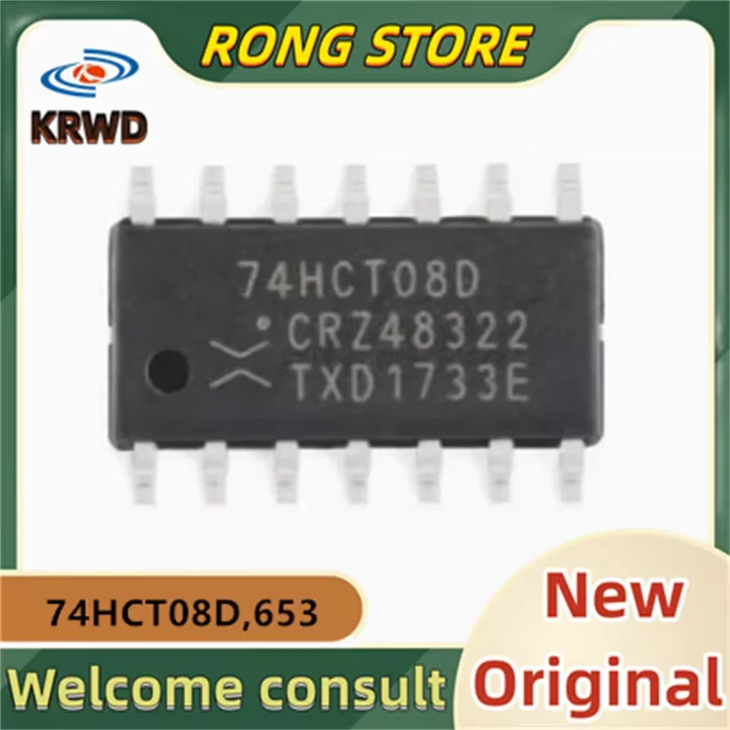 (50PCS)  74HCT08D New and Original Chip IC 74HCT08D,653 74HCT08 SOP-14 Quad 2 input with gate, SMD logic chip