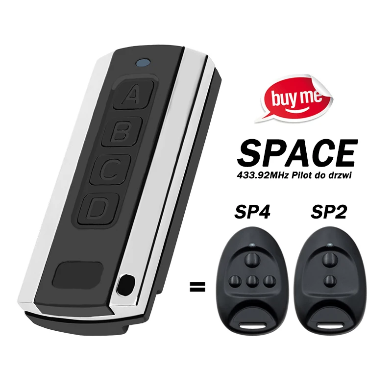 New Replacement SPACE SP2 SP4 433.92MHz Garage / Gate Remote Control SPACE 4CH Garage Door Opener Handheld Transmitter