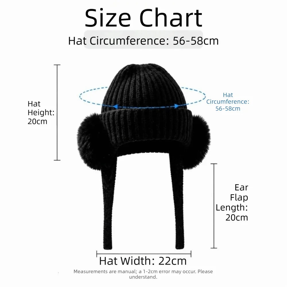 New Warm Knitted Beanie Hat Multicolor Faux Fur Pom Pom Thermal Ski Hat Soft Winter Skullcap Women 6