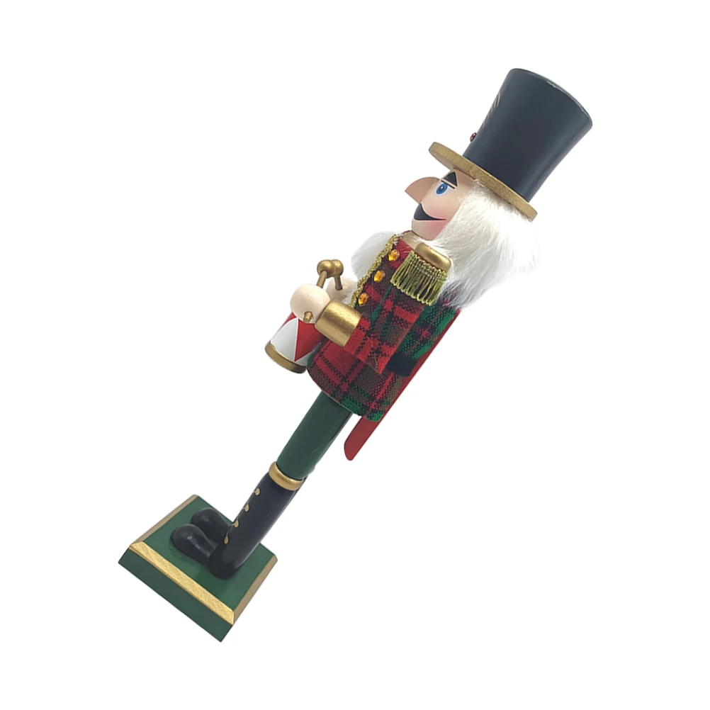 

Nutcracker Decoration Wooden Figures Small Polyester Christmas Desktop Royal Soldier Festive Plaid Fabric Unique