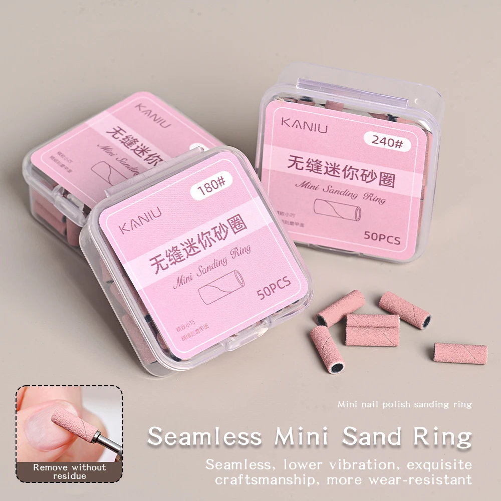 50 Stück verbesserte nahtlose Nagelschleifbänder, Körnung 180/240, staubfrei, effiziente Schleifringe, elektrische Nagelbohrmaschine, Gelpoliermittelentfernung
