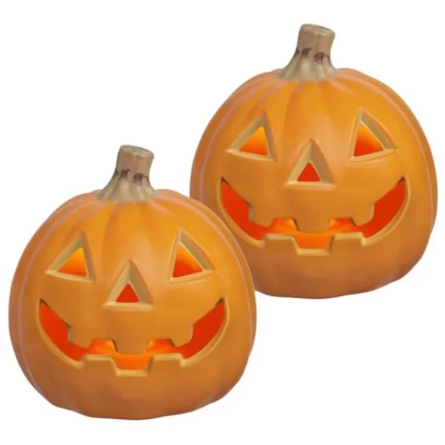 

HW10102 Small 6 Inch LED Lighted Pumpkin JackOLantern Battery Operated with 8 Hour Daily Timer for Indoor and Outdoor Halloween