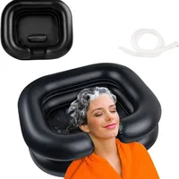Tubo de drenaje inflable de PVC, lavabo para lavar el cabello, portátil, plegable, para pacientes postrados en cama, tazón de champú para adultos embarazadas, fregadero adecuado para el hogar