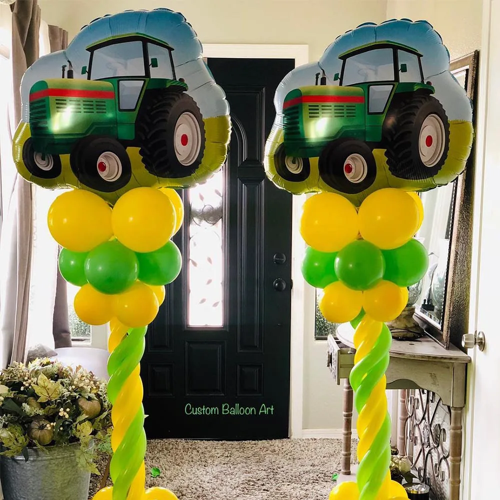 5pcs Jumbo Tractor Shaped  Foil Balloons Farm Tractor Number Balloon Boys Tractor Party Balloon Farm Theme Birthday Supplies