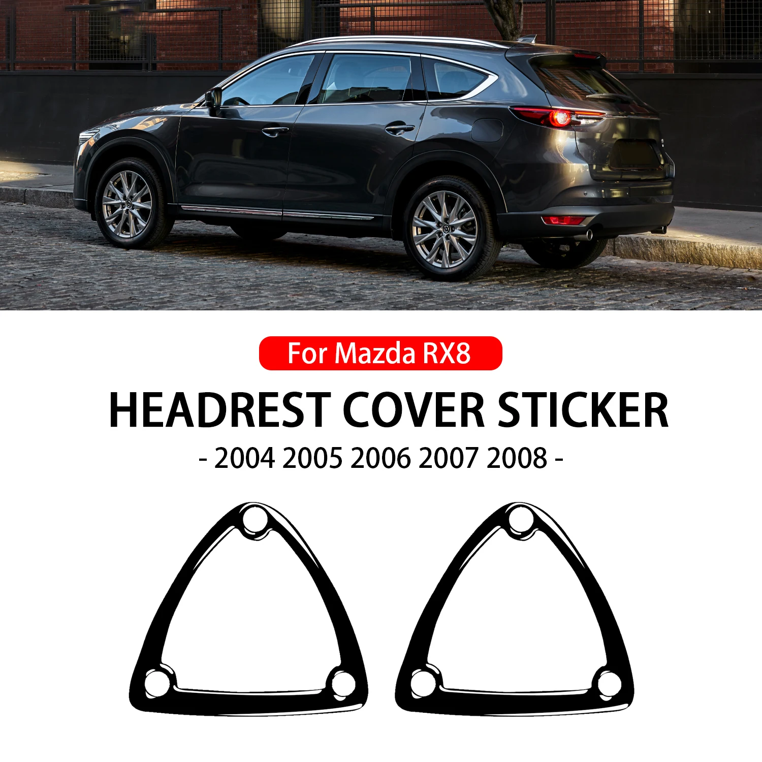 

2pcs Piano Black Seat Headrest Trim Cover Sticker For Mazda RX8 2004 2005 2006 2007 2008 Accessories Interior Mouldings