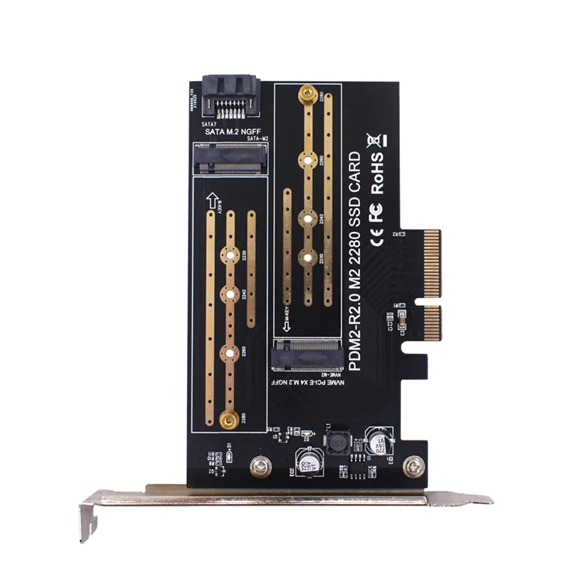 Best PCIE Adapter Board Dual M.2 NVME to Pcie 4X M2 SSD Adapter B/M Key Support PCI Express 3.0 2230-2280 Hard Drives