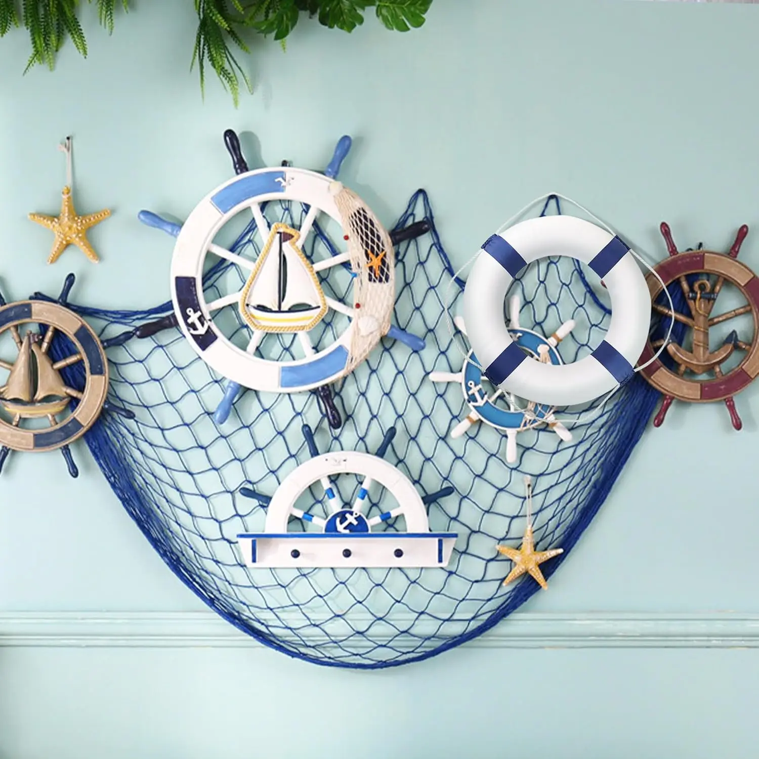 Lifebuoy Wall Hanging Decor Large Life Preserver Ring Decorative Welcome Aboard Mediterranean Style Decoration Nautical Pool view 5