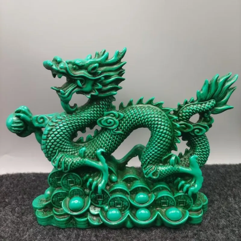 Copper Dragon Ornament, Pure Brass Zodiac Five-Clawed Golden Dragon, Copper Metal Craft, Han Dragon-Shaped Mascot for Living Roo