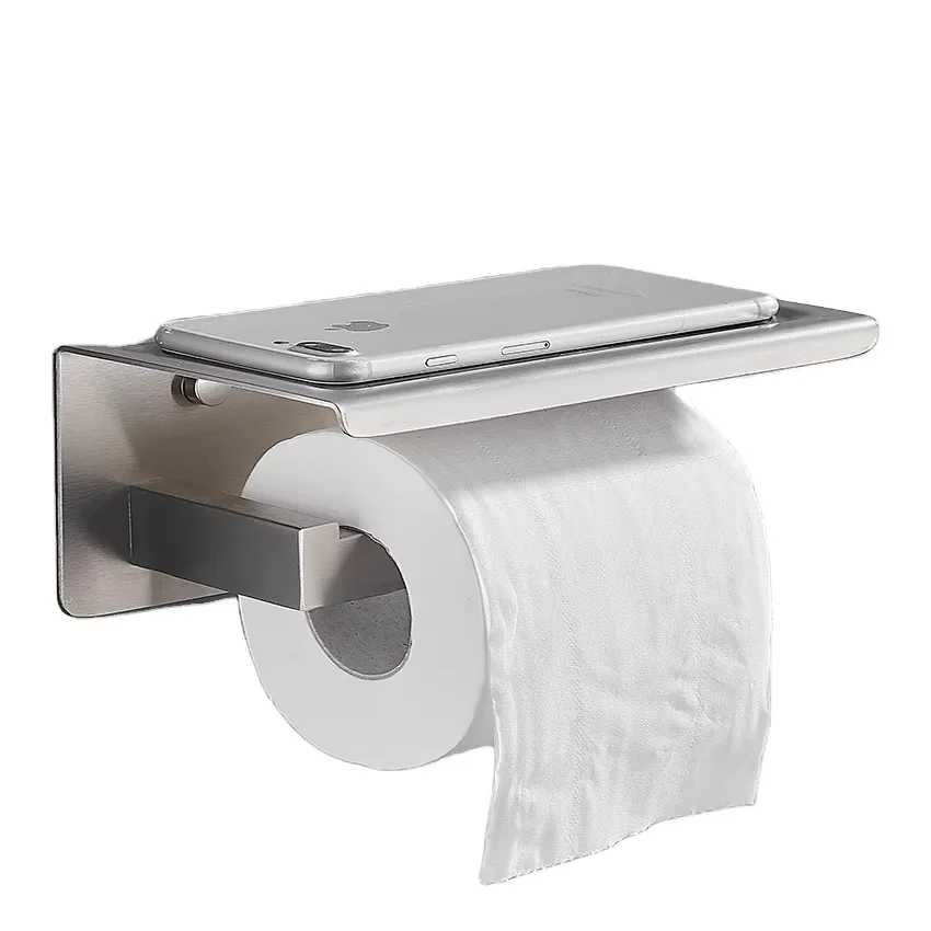 

Modern SUS304 Stainless Steel Brushed Nickel Finish Double Base Wall Mount Toilet Paper Holder For Home Use For Bathroom Kitchen