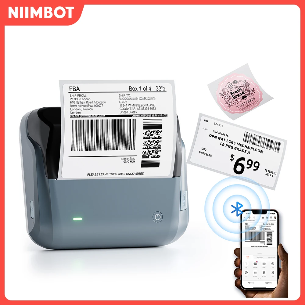 

Niimbot B4 Thermal Label Maker 4Inch Bluetooth Label Printer for Shipping Packages Small Business Home Office Shipped Locally
