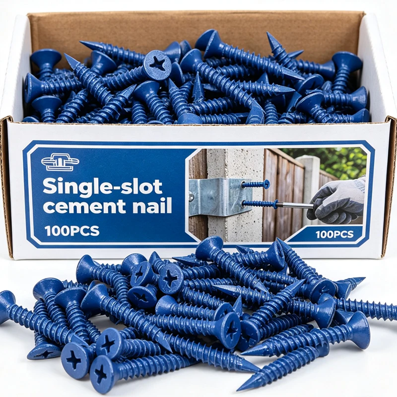 Blue Anti-corrosion Cement Nails Durable Carbon Steel High-strength Flat-head Screws 3.2cm Long Dual Thread Fasteners Supplies