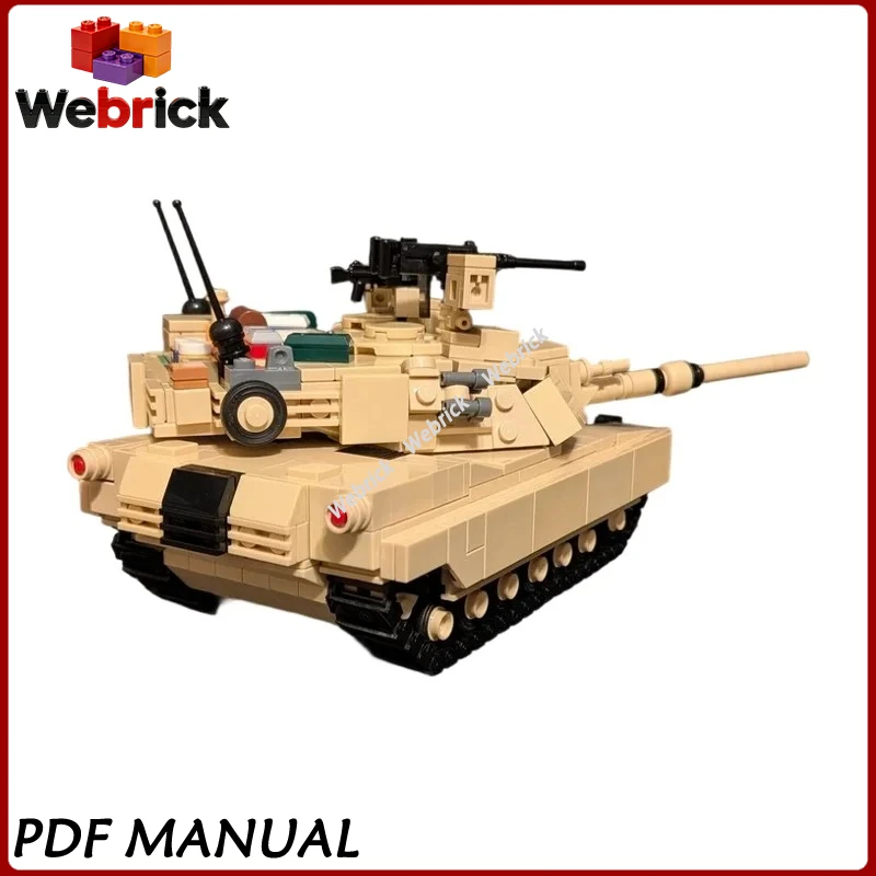 

Бронированная машина M1A2 Abrams, конструктор MOC, креативная модель военного танка для взрослых коллекционеров, для демонстрации и хобби.