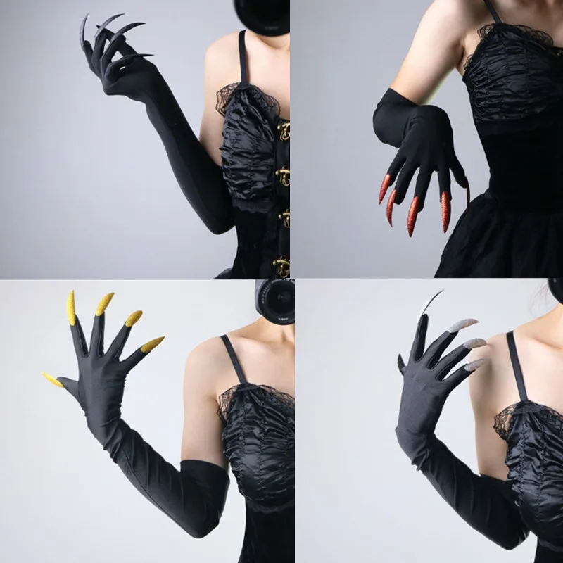 

Halloween Gothic Gloves with Long Nails Paws Fashion Punk Halloween Party Dress Up Gloves Cosplay Long Nails Gloves Costume