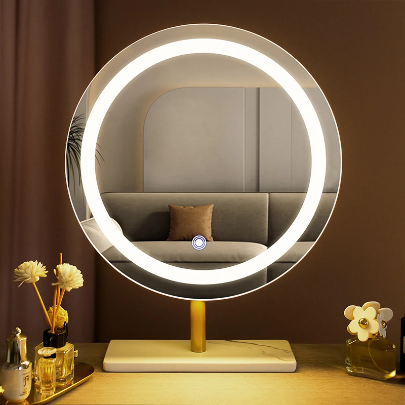 Desktop Led with Light Recharge Recharge Dressing Table Can Rotate The Dormitory Network Red Girl Heart Ins Wind Makeup Mirror