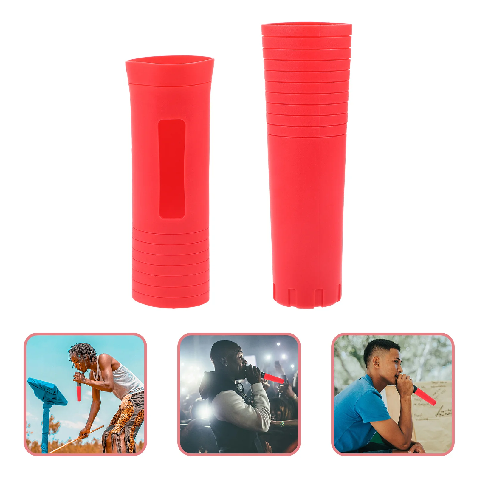 

2Pcs Cordless Handheld Microphone Handle Cover Silicone Sleeve Anti-Vibration Grip Protector for Karaoke Live Singing Events
