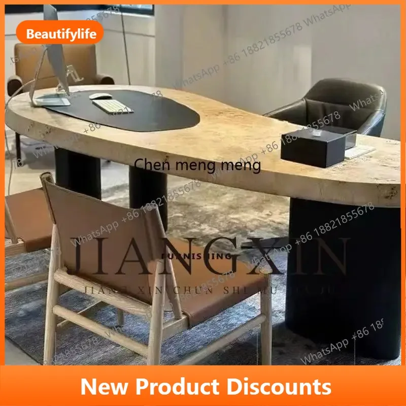 b06 Medieval retro, creative mango solid wood desk, artistic light luxury high-end computer desk desk