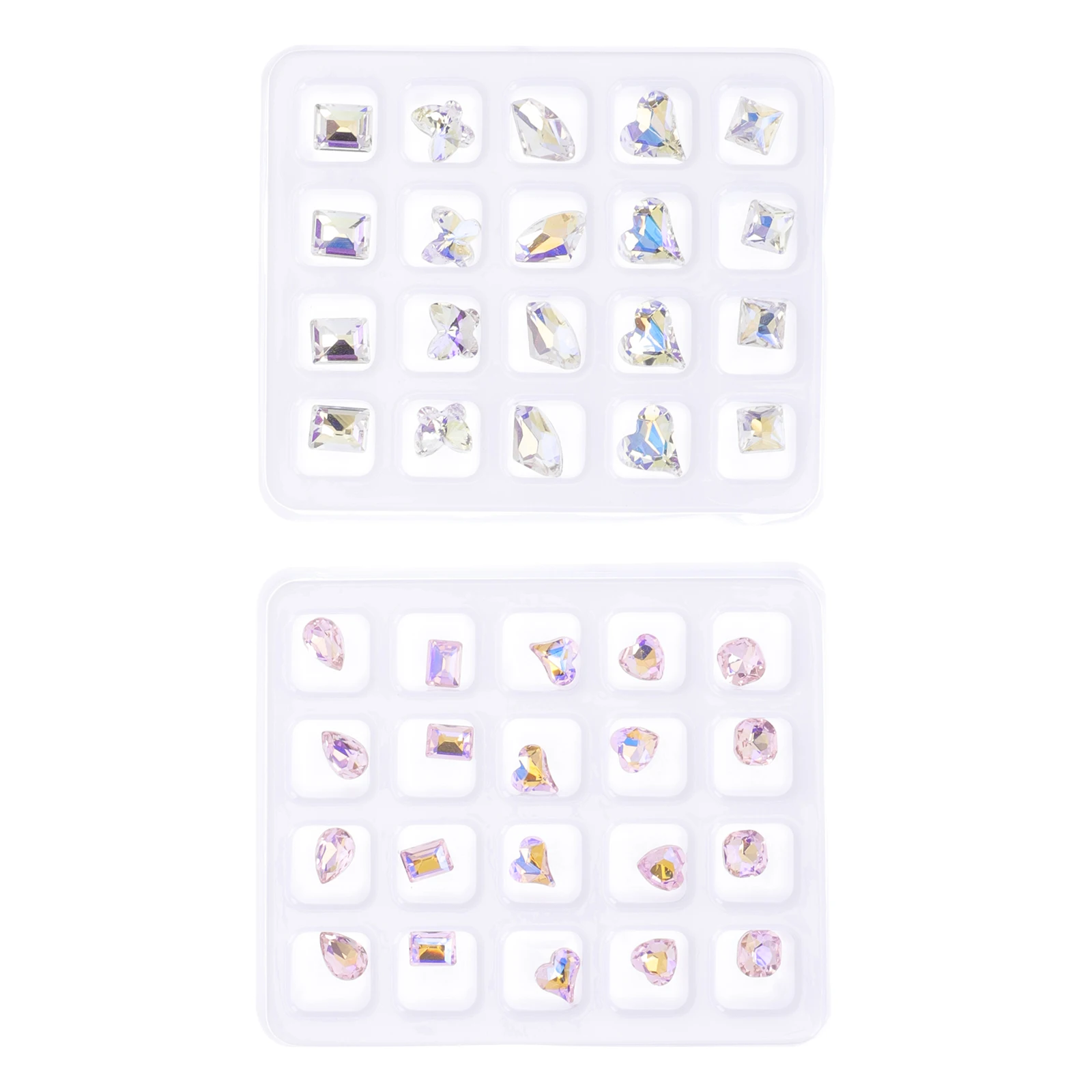 ชุดตกแต่งเล็บ 40 ชิ้น รูปทรงต่างๆ ประดับด้วยเพชรเม็ดแบน สำหรับตกแต่งเล็บ DIY งานฝีมือ ชุดอุปกรณ์ตกแต่งเล็บ