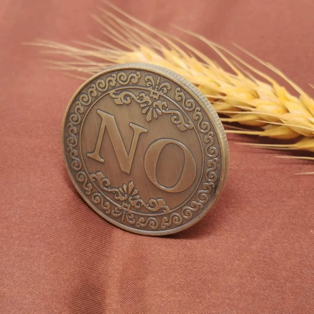 Bronze Yes or No Commemorative Coin Souvenir Non-currency Coins Game Novelty YES NO Letter Challenge Coins Decision Maker