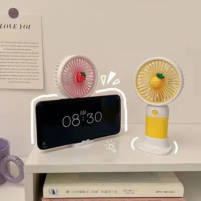 Summer Mini Fan Portable Handheld Fan Cartoon Cute Student Desktop USB Charging Fruit Multiple styles and colors Fan - Image 6