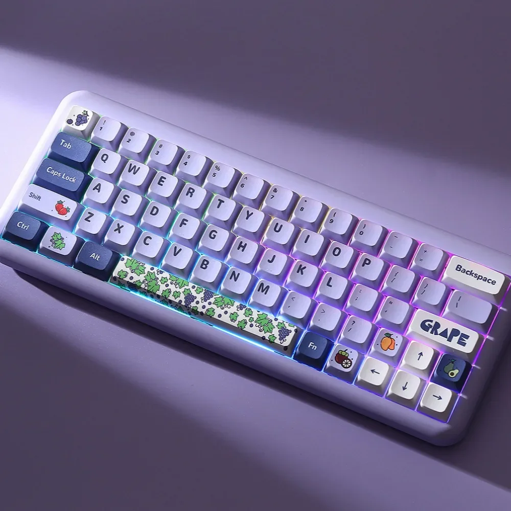 

Purple Grape, Keycap 128 Keys XDA PBT for 61/64/87/104/108 GMK67 Gaming Mechanical Keyboard