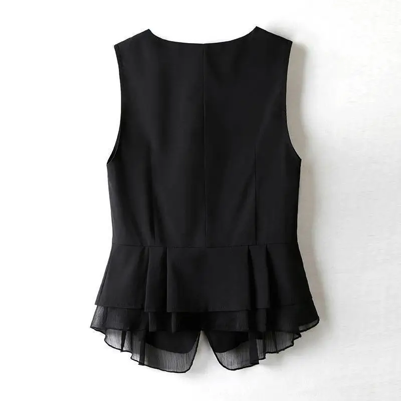 2024 New Ladies Women's Front Spliced Cardigan Women Blouse Vest Asymmetric Open Sleeveless Women's Warm V Neck Top Women L83