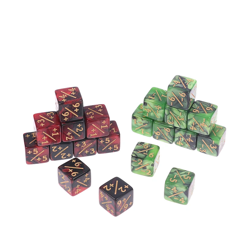 

For Game Counters Educational Role-playing Green Red 16mm Dice Set with +1/-1 Counting Dice 6-Sided Kids Toy