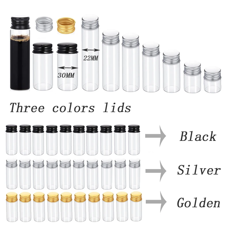 

30 шт. 5 мл-100 мл мини-алюминиевые крышки стеклянные бутылки пустые портативные дорожные прямые контейнеры для бутылок для украшения дома подарки «сделай сам»