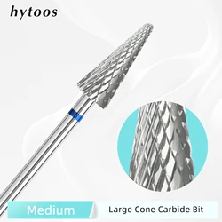 HYTOOS 15mm Cone Nail Drill Bits, Taper Carbide Bit, 3/32 Right-Way Drill Bits for Nails, Electric Manicure Removal, Mediu