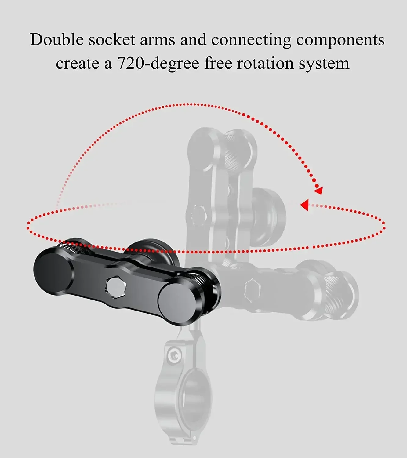 6CM 9CM Anti-Theft Aluminum Alloy Double Socket Arm Compatible with Mounts 1'' Ball Component Bike Motorcycle Phone Holder