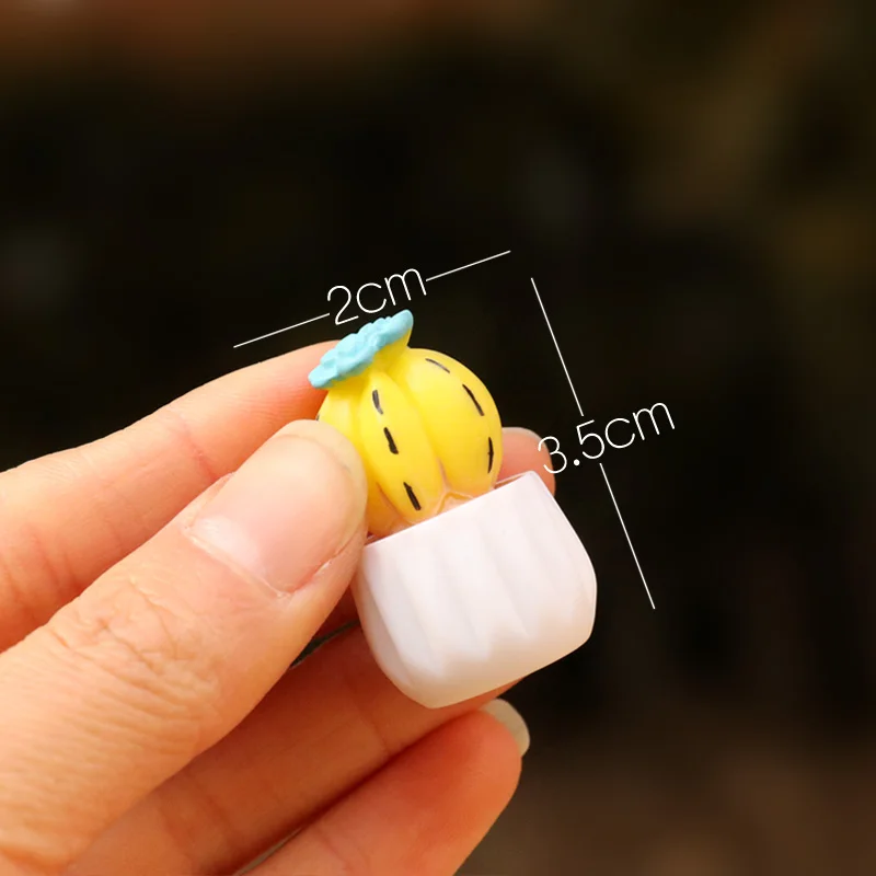 Mini Cute Cactus Car Ornament Resin Cactus Bonsai Model Succulent Plant Pots DIY Home Garden Decor Toy