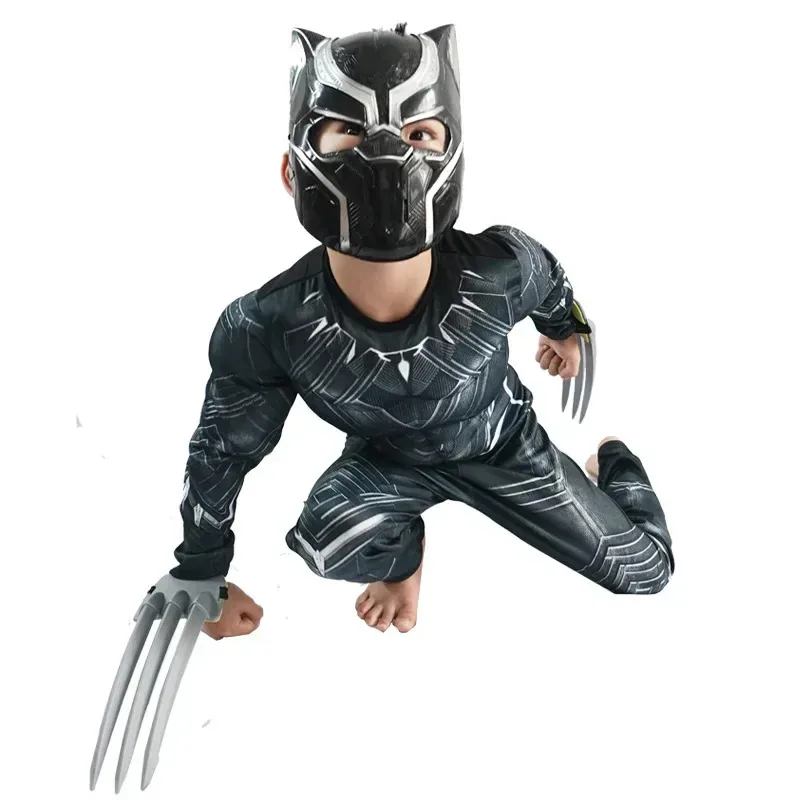 Wolverine Bambino Costume di Halloween Costume Panter Nero Costume Classico Eroe Bambini Onesies Wolverine Muscle Costume da Bambino Tuta