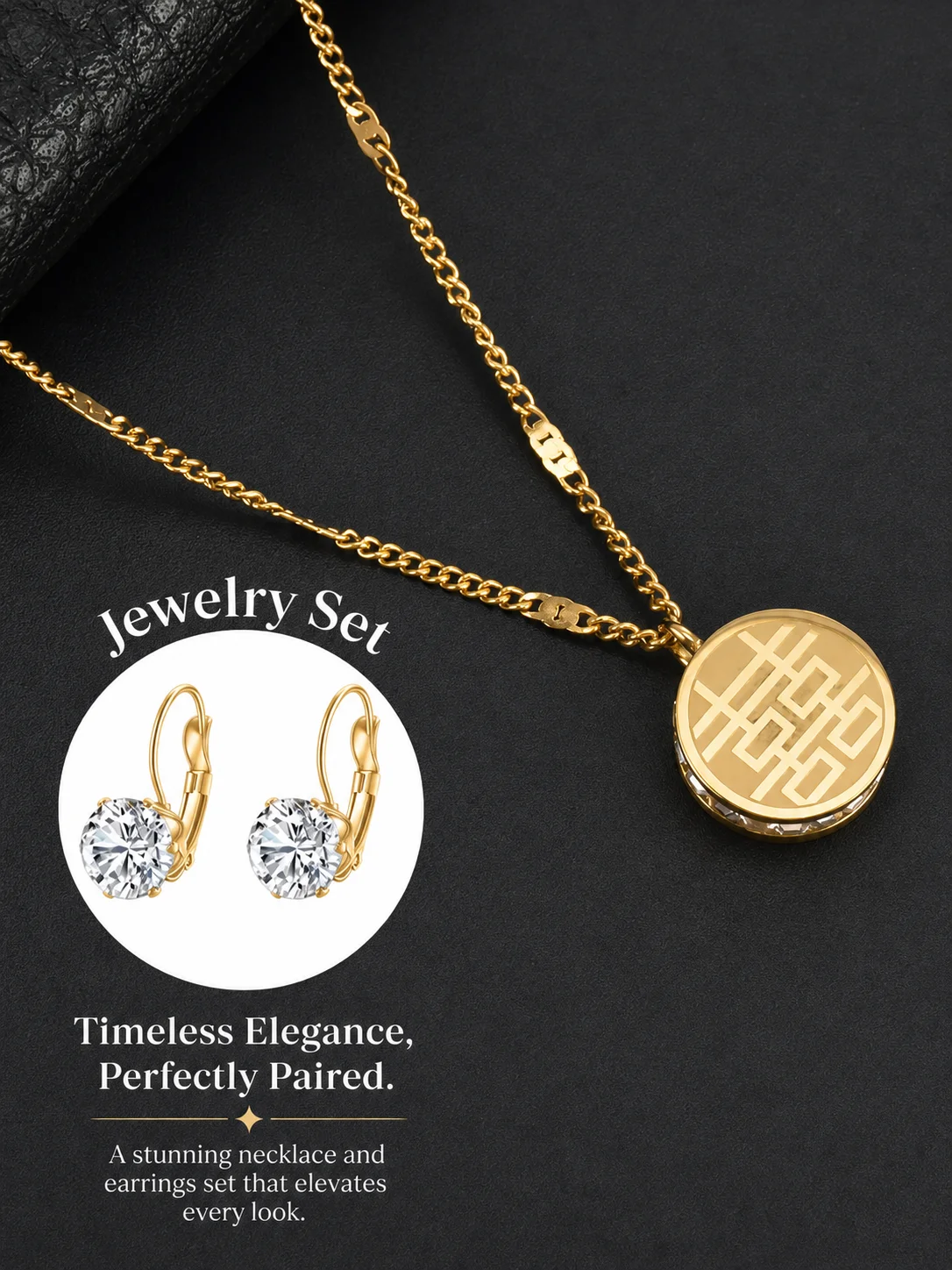 Good Luck Coin Necklace for Women Gold Color Fu Double Happiness Pendant Double Sided Rhinestone Charm Adjustable 40cm+5cm Chain