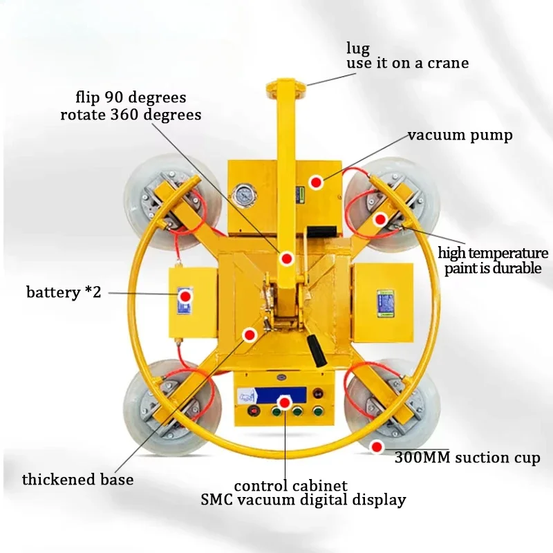 

Электрический простой в эксплуатации вакуумный стеклянный всасывающий кран для загрузки стеклянной навесной стены с листовым металлом 400 кг