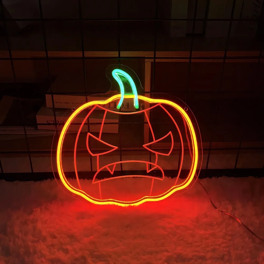 

Element Pumpkin Neon Sign Carves Personality Customizable Led Lights For Halloween Decoration Gift To Friends Gaming Room Decors