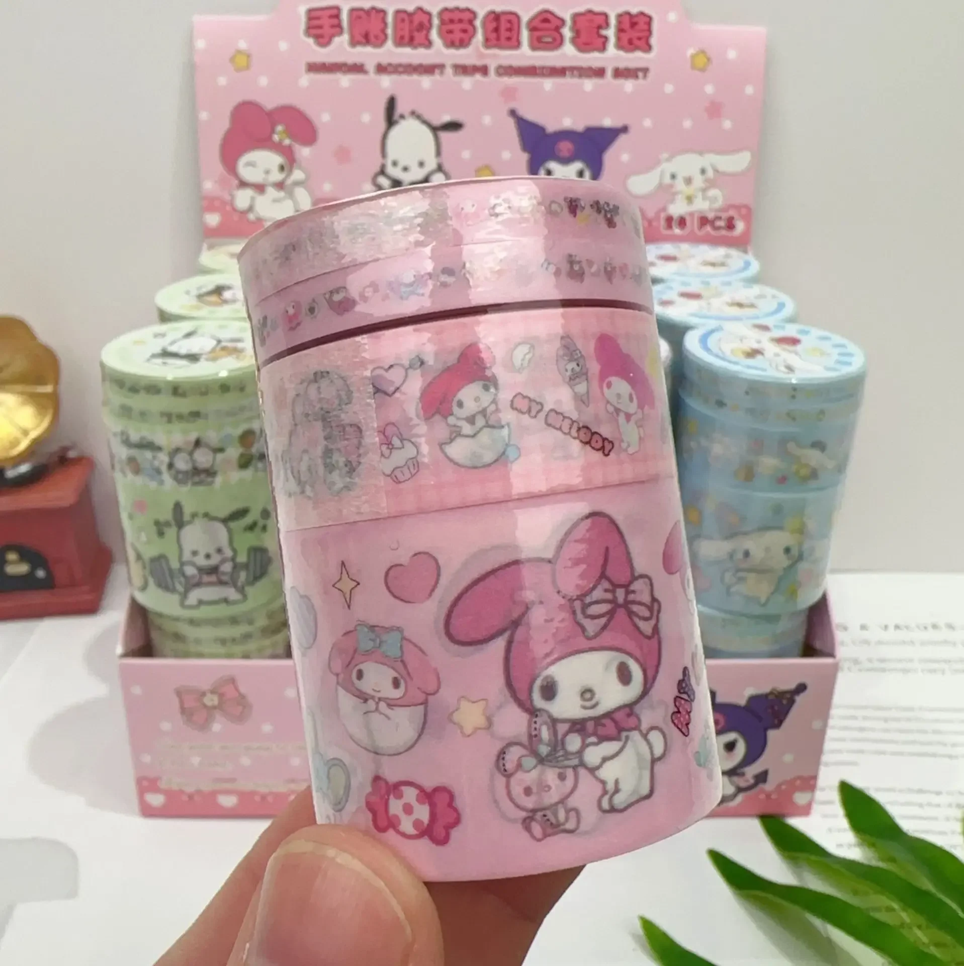 4er-Set Sanrio Mymelody Kuromi Cinnamoroll Pochacco Kawaii Cartoon Charakter Dekoration selbstklebendes Masking Washi Tape Kinder Geschenk