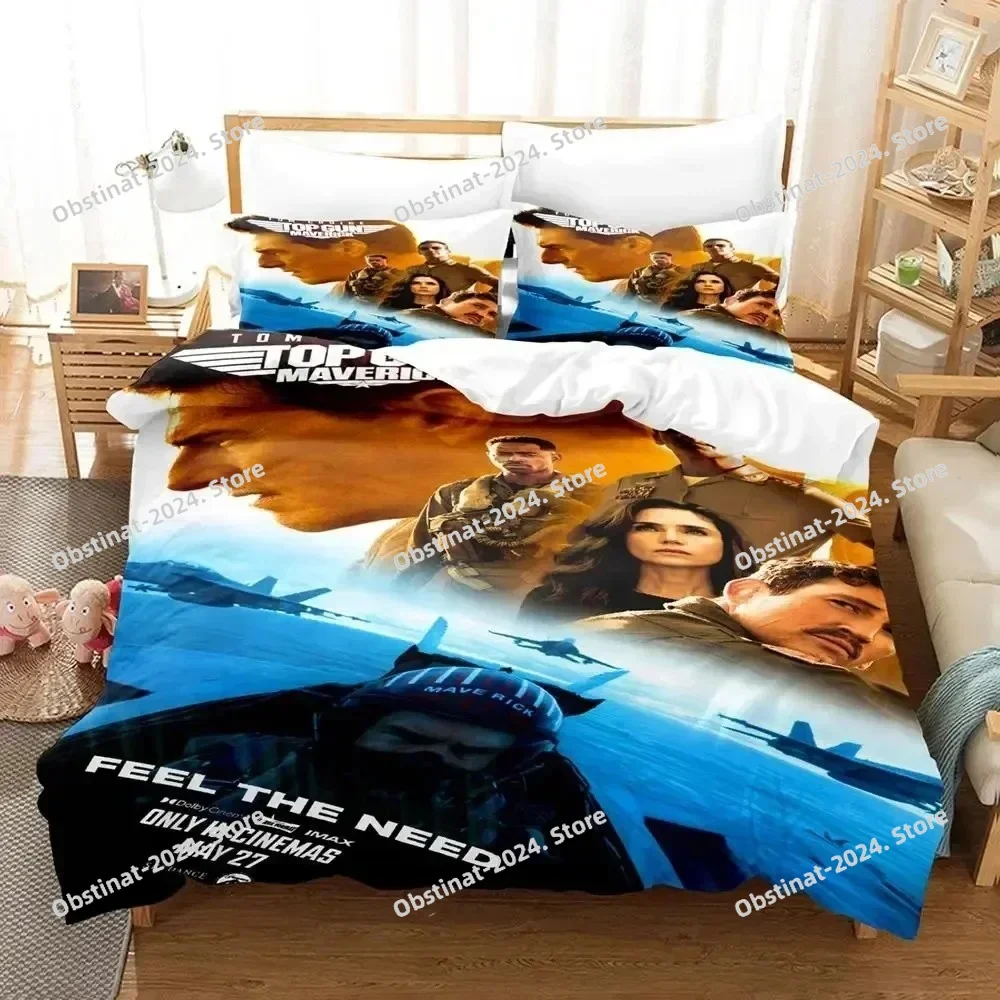 

3D Top Gun Maverick Comforter Bedding Set Printed Bed Set Duvet Cover Sheet Pillowcase Bed Soft Quilt Cover Full Queen King Size