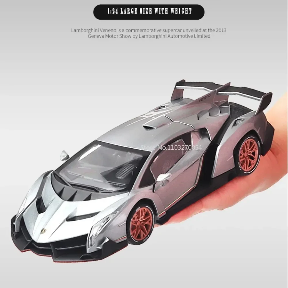 1:24 Lambor Veneno Sportwagen Modell Spielzeug Legierung Diecast Metall Sound Licht Zurückziehen Sammlung Fahrzeug Junge Geburtstag Geschenk Kinder Spielzeug