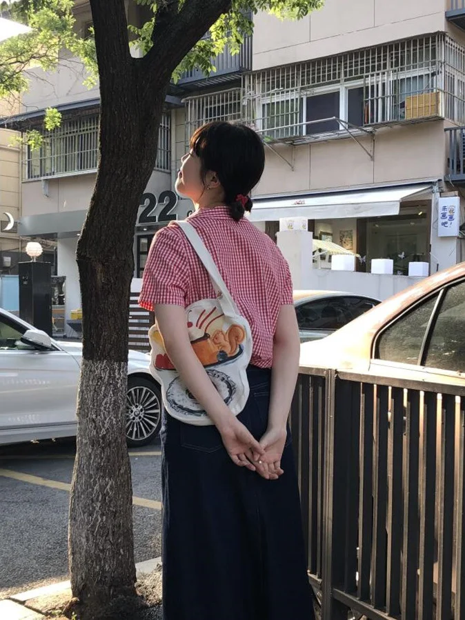 

Корейский Sle Red Plaid ort Sve irt, женский летний новый свободный тонкий топ маленького размера irt Jaet для поездок на работу