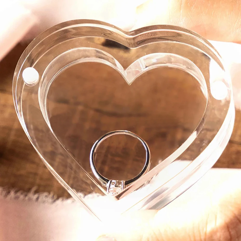 

Heart Shaped Acrylic Wedding Ring Box, Elegant Engagement Ring Keepsake Container, Unique Gift for the Bride