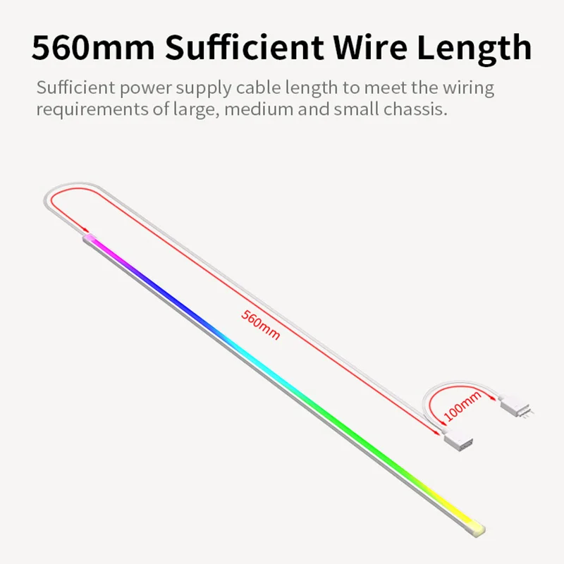 Teucer 40cm Flexible 5V 3PIN ARGB LED Light Bar 3M Adhesive backing Colorful Atmosphere DIY Lamp for PC Computer Case Chassis